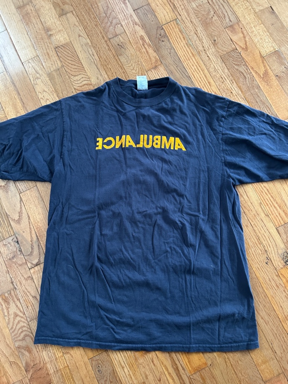 Navy 'AMBULANCE' Graphic Tee - Yellow Lettering